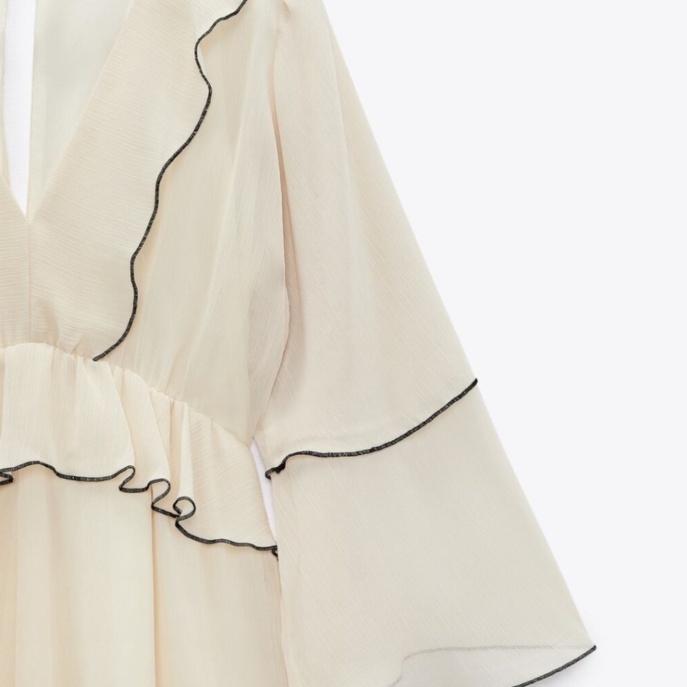 ZARA Ruffled Short Jumpsuit - Picture 4 of 4